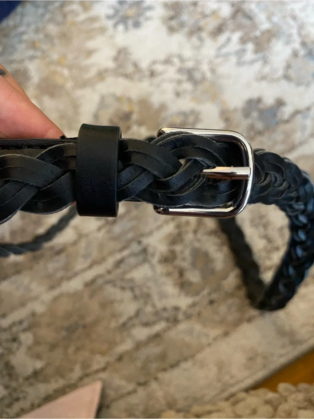 Slim Black Braided Leather Women’s Belt Classic Style